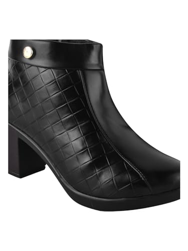 Image of The White Pole and Stylish Block Heel Trendy Casual Boot High Ankle Heel Boots with Zip Look for Womens and Girls
