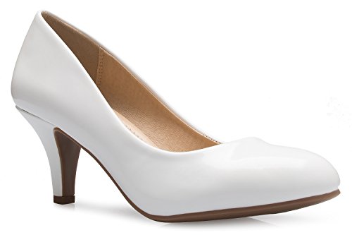 Image of Olivia K Women's Comfort Classic Round Toe Kitten Low Mid Heel Dress Pumps