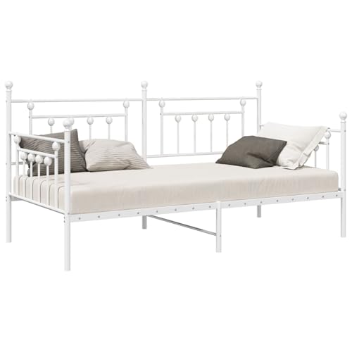 vidaXL Marco de Cama de Metal Blanco Elegante 90 X 190 cm Diseño Minimalista Uso Interior Acero Duradero Soporta 150 kg Montaje Fácil Individual Compacto Adulto Rectangular Resistente Simple