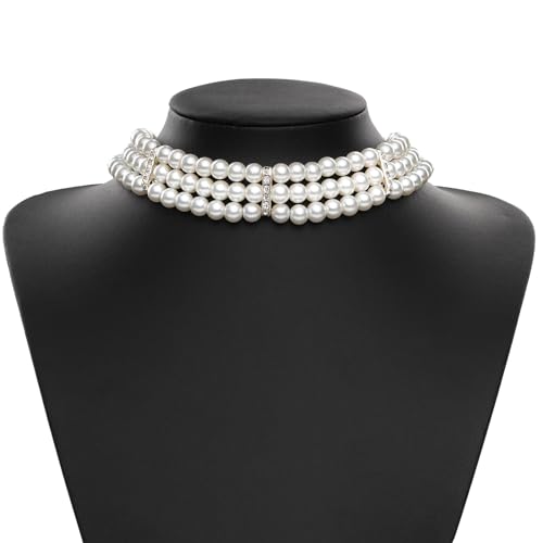 BABEYOND Pearl Necklace Round Imitation Pearl Choker Necklace 20s Flapper Necklace Accessories for Gatsby Themed Party4