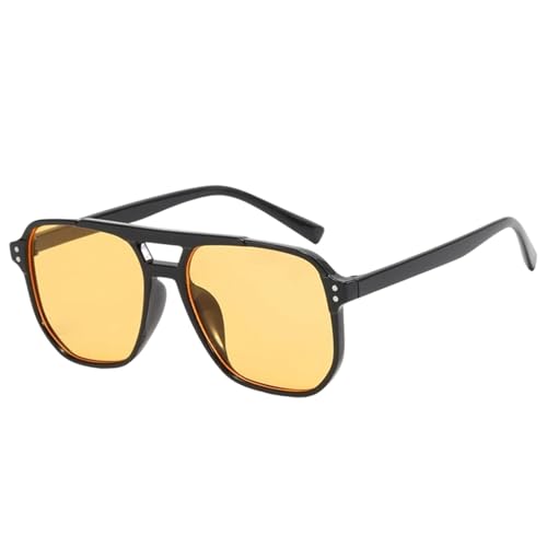 Gafas de Sol Cuadradas Vintage, Lentes de Sol Retro de Piloto, Lentes de Color Naranja, para Mujeres y Hombres, Clásico Oversize con Doble Puente, Protección UV400, para Conducir Aire Libre, Pesca