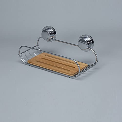 Estante de baño de bambú sin perforaciones con ventosa de drenaje 5