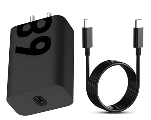 Image of Hespa 68W Gan Turbo Power Fast C-Type Charger for Motorola Edge 60 Pro /Fusion /Edge 50 Fusion /Edge 50 Ultra /50 Pro /Razr 50 Ultra /Moto G45 /G54 /Moto E40 /Moto G35 & Support Other USB C Device, Black