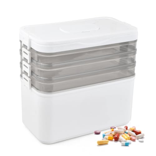 Samlonge Boite Rangement Medicament, Quatre Niveaux Boite a Pharmacie Rangement avec poignée et...