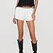 Women’s Y2K Lace Trim Shorts Coquette Aesthetic Elastic Waist Ruffled Hem Lounge Pjs Bottoms Vacation Beach Shorts (White, M)