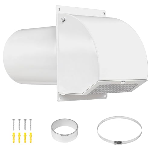 Neoaider 6 Inch Hooded Wall Vent Cover with Screen and Damper White