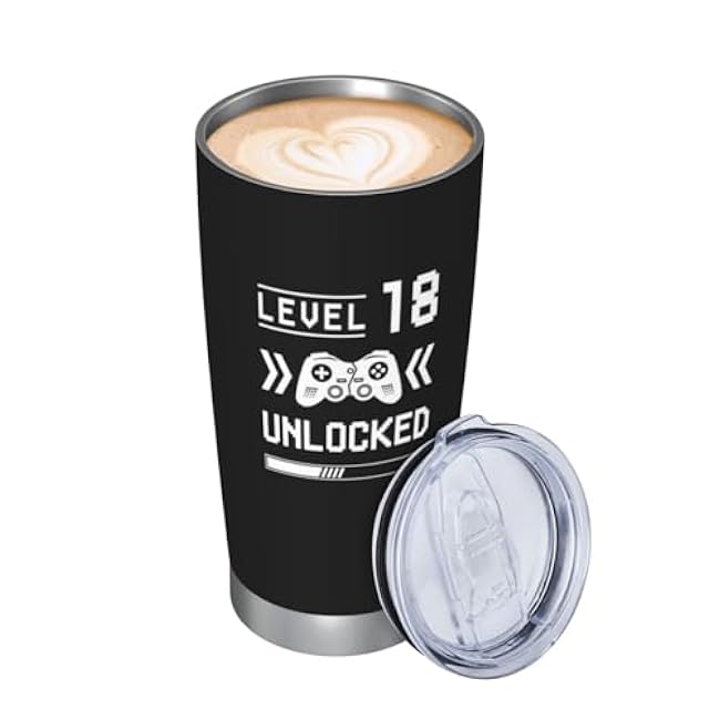 18th Birthday Gifts for Boys, 18th Birthday Decorations for Boys, 18 Year Old Tumbler 20oz, 18 Year Old Boy Gifts Stainless Steel Insulated Travel Mug, 2007 Bday Gift for Him Coffee Cup