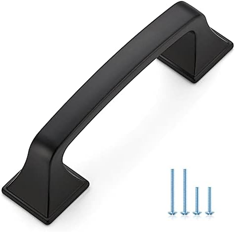 30 Pack Kitchen Cabinet Handles - 5 Inch Hole Center, Black Square Foot Drawer Pulls, Matte Black Arch Pulls