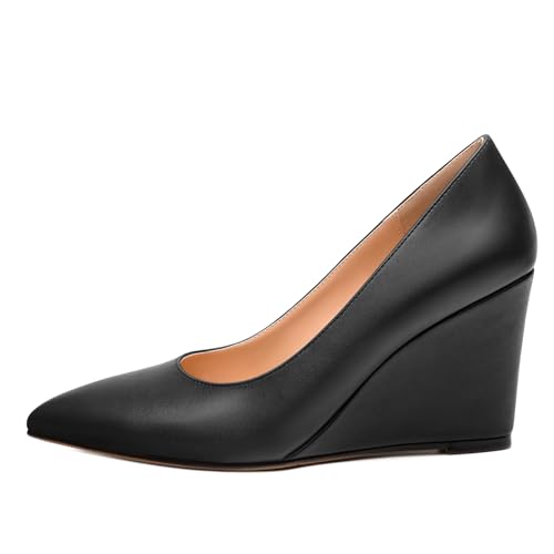 Womens Pumps Shoes, Pointed Toe Wedge High Heel Shoes for Women 3.3"2
