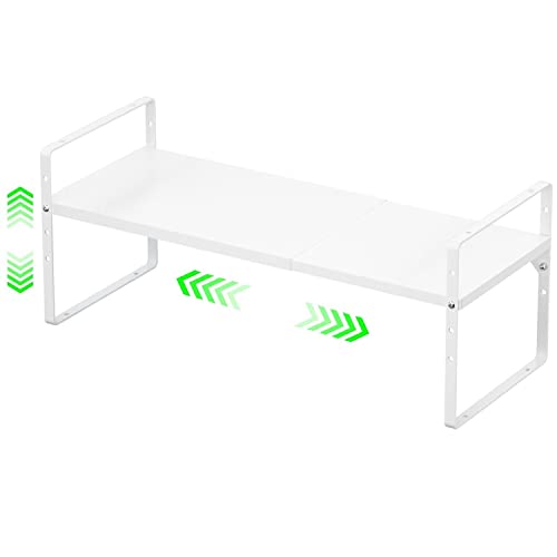 LOCVCDA Expandable Stackable Kitchen Cabinet Storage Shelf Organizer