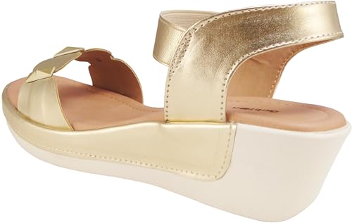 Image of Action Women's Platform Sandals| Block Heel| Glitter Embellished| Ankle Strap Bronze