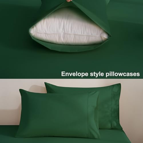 4 Piece King Size Sheets Set, Breathable & Cooling King Sheets-Forest Green - image 8