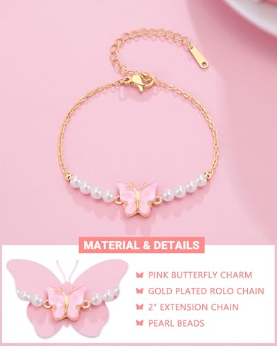 Image of Happy 6 8 10 Year Old Birthday Gifts for Girls Butterfly Bracelet