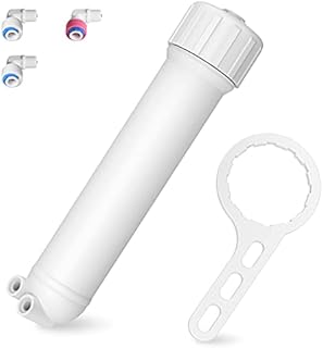 Membrane Solutions 1812/2012 24-150 GPD RO Membrane Housing Replacement, Reverse Osmosis Membrane Filter Housing with 3 Fittings Elbow, Housing Wrench, Check Valve
