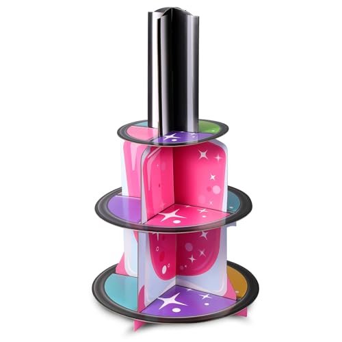 Perthlin Spa Party Decorations Cupcake Stand Spa Makeup Cake Stand Holder DIY Cupcake Dessert Tower Makeup Theme Birthday Party Supplies for Girls Princess Pink Bridal Bachelorette Baby Shower