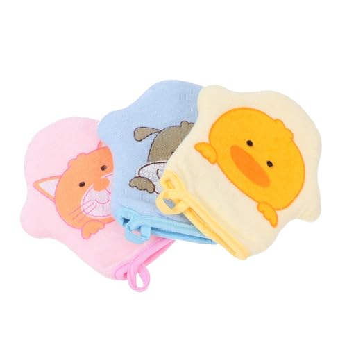 LIFKOME 3個 用泡立ちバスグローブ カーデザイン 肌に優しい角質ケア やわらかマッサージ にも適した洗浄保湿用シャワーミット