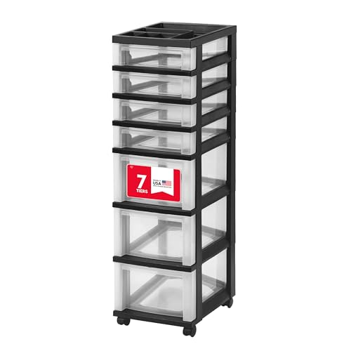 IRIS USA Plastic Drawer Storage Organizer Rolling Cart,...