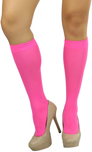 Image of ToBeInStyle Women's Opaque Knee High Nylon Fashion Socks Solid & w /Front Satin Bow