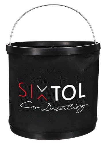 SIXTOL Car Detailing Bucket 1 | Cubo de Agua Plegable | Cubo de Lavado de Coches | 9 litros | Cubo Ahorro de Espacio | Accesorios de Lavado para Coche | Plegable | Portátil | Cubo de Agua Estable