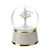 Hervit Caja de música Bailarina bola de agua/nieve en porcelana y resina D6,5xH9 cm