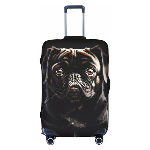 Cute Black Pug Dog Print Luggage Cover Washable Suitcase Anti-Scratch Suitcase Cover Protective Cover Fits 18-32 Inch