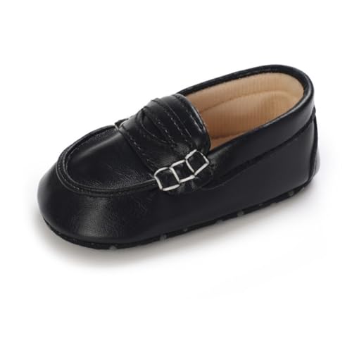 Lonsoen Classic Baby Girls Boys Dress Oxford Loafers Infant Prewalk Shoes,Bay253 Black 6-12 Months cover