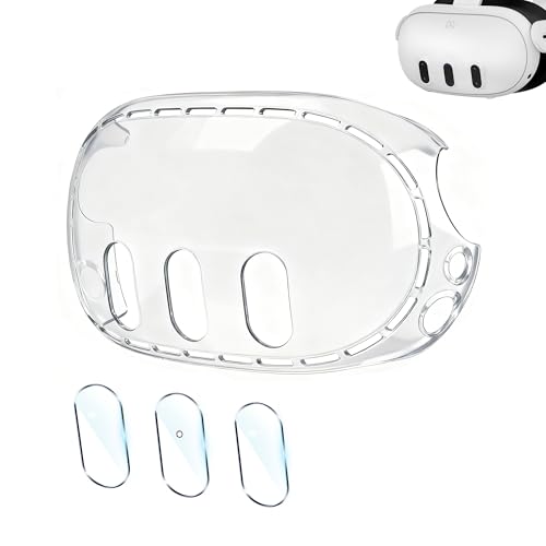 Upgraded Lens Protector Cover for Meta Quest 3, Plastic Hard Protective Shell Cover for Oculus Quest 3, Accessories for Quest 3 - Frosted Clear
