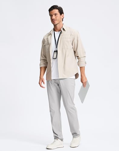 Image of Pudolla Men's Golf Pants 30 inch /32 inch /34 inch Comfy Stretch Dress Work Pants Lightweight Quick Dry Casual Slacks Trousers with Pockets