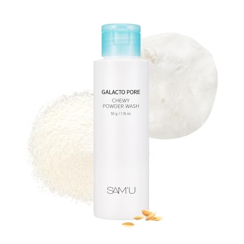SAM'U Galacto Pore Chewy Powder Wash, Gentle Enzyme Powder Facial Cleanser & Galactomyces Exfoliator for Pores, Korean Skincare for All Skin Types, Face Wash Travel Size, S'more Cleanser 1.76 oz
