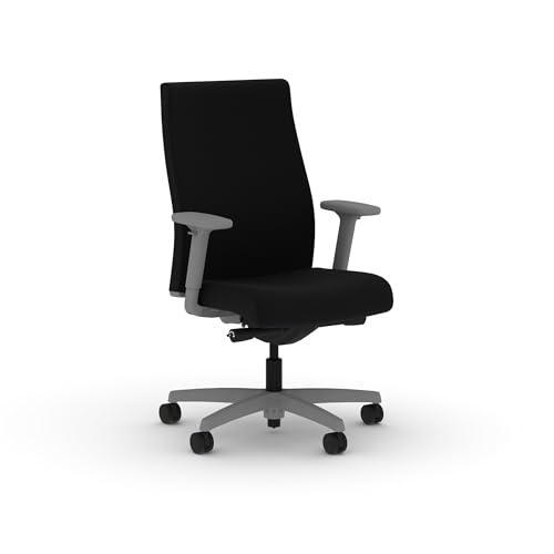 Image of HON Ignition 2.0 Ergonomic Office Chair with Adjustable Arms, Advanced Synchro‑Tilt Recline, Upholstered Desk and Computer Chair for Home Office or Workstation, Titanium Frame, Black
