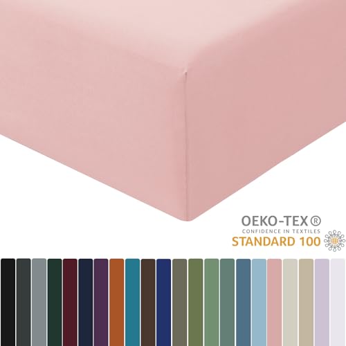 RUIKASI Spannbettlaken 180x200cm Rosa Bettlaken - Oeko Tex Spannbetttuch 180x200 Bettbezug… – Ansicht 2
