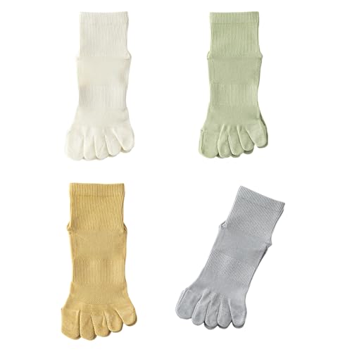 Oxxggkao 4 pares de calcetines con diseño de puntera dividida, transpirables, atléticos, para correr, deportes de cinco dedos para fitness activo y elástico