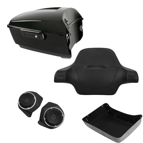 TCMT King Motorcycle Trunk Box with Backrest & Front Speakers for Harley 2014-2025