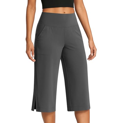 Capri Pants for Women Stretch High Waisted Crop Office Work Pants Summer Casual Capris Slacks Yoga Dress Pant with Slits