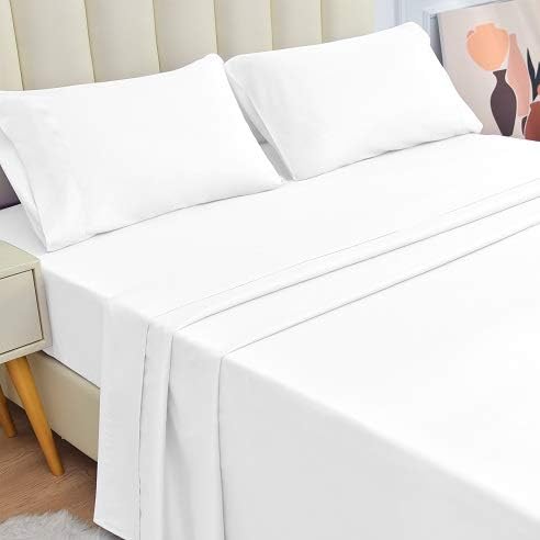 JÁCLER Twin 3 Piece Sheet Set- Microfiber Bedding - Bed Sheets - Extra Soft - Easy Fit - Breathable & Cooling Sheets - Comfy, Wrinkle, Fade - Stain Resistant– White