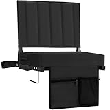 Halituny Stadium Seat for Bleachers with Back Support 2 Pack, Portable Bleacher Seat with Comfy Padded Cushion, Metal Hook, Folding Stadium Chair with Shoulder Strap, Carry Handle, Cup Holder, Black