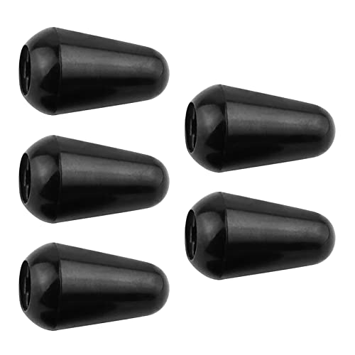 DGFJY 5Pcs 3/5 Way Toggle Switch Knob Tip Caps for Electric Guitar Parts Accessories 3.7mm Switch Cap Plastic Guitar Switch Tip Metal Screw On, Black