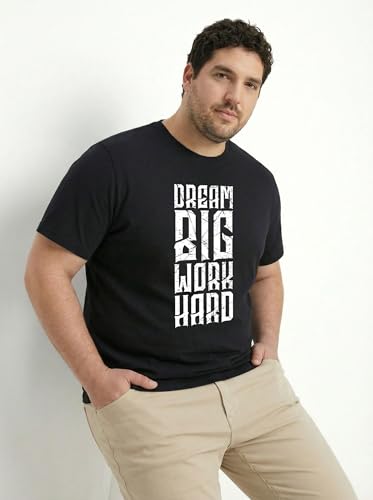 Image of Toodlegram Cotton Printed T-Shirt for Plus Size Men Round Neck Casual