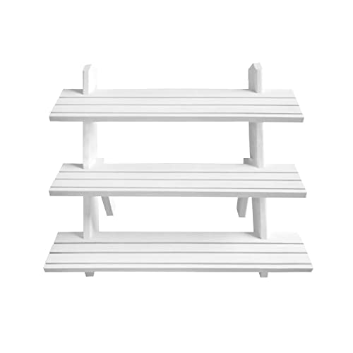NAJMECHOY Retail Display Riser Earring & Ring Holder Brown Wood Stand Storage Shelf Rack Jewelry Rack Desktop Display Cup Rack Simple Frame White (3-Tier) - Image 2