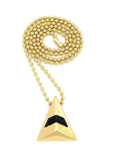 Hip Hop Celebrity Style Jewelry Gold Silver Plated Get Lucky Triangle Bling Charm Pendant & 3mm 27" Ball Chain Necklace for Party, Gift - Unisex, Men, Women2