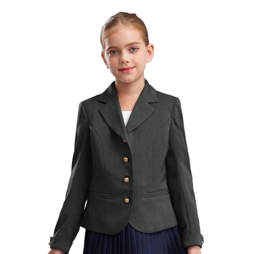 Loyan Girls Lapel Suit Dress Tops Formal Blazer Jacket Solid Color Coat Outerwear Long Sleeve School Uniform2