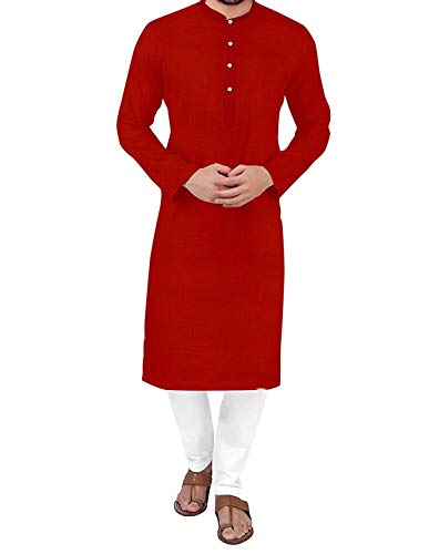 Image of Gauri Laxmi Enterprise Men Cotton Blend Straight Kurta