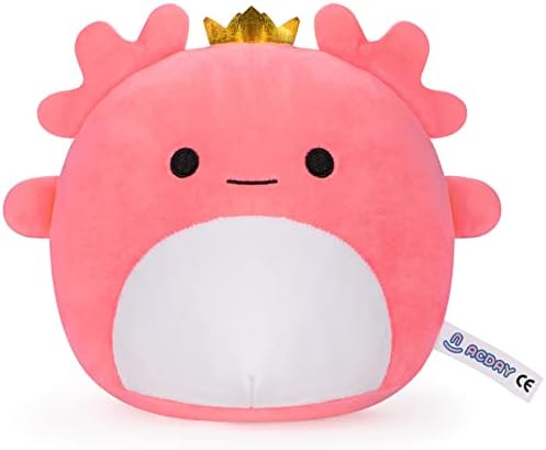 ACDAY 12 Inch Axolotl Stuffed Animal Soft Plush Axolotl Toy Animals Lumbar Back Cushion Throw Pillow Toy Cute PlushiesGreat Gifts for Kids Birthday Christmas Cyan Crown