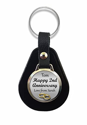 Personalised Happy 2nd Anniversary Keyring Key Fob Husband Wife Gift R158