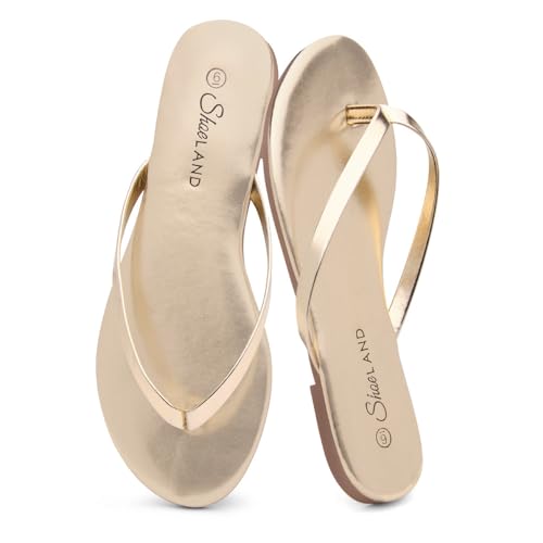 Image of Shoe Land Thong Flip Flops for Women, Memory Foam Flat Sandals, Lightweight Summer Slides, Non Slip Comfort Sandals for Beach, Travel and Everyday Wear