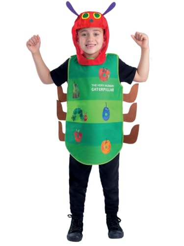 Smiffys Official The Very Hungry Caterpillar Costume for Children Licensed Storybook Fancy Dress with Easy Wear Tabard & Separate Character Hood Unisex Kids Costume World Book Day Age 1-2