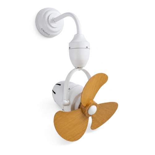 Image of OLTAO Nova 14-Inch Designer Wall Premium Deluxe Fan with Wooden Blades - Silent Operation & Oscillation (Matt white style 2)