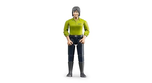 bruder 60405 - bworld Femme à la peau claire et au pantalon bleu foncé, figurine jouet, fermière, agricultrice