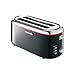 HOMILEC 4 Slice Toaster Black - Extra Wide Long Slots for Breads, Crumpets and Bagels, Reheat and Defrost with 5 Level Browning Control