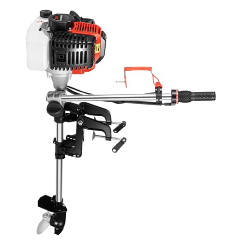 DAOHHFO Buitenboordmotor, 2-takt benzinemotor, buitenboordmotor 52 cc, buitenboordmotoren voor vissersboten, CDI-systeem voor opblaasbare vissersboten, jachten, watersporten